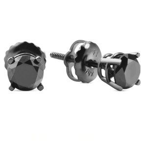 1 TCW 14k Black Gold Round Black Diamond Push Back